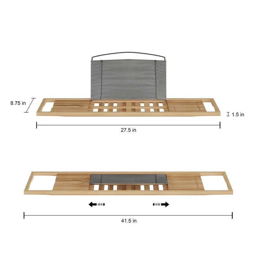 Lavish Home Bamboo Bath Caddy Tray with Extending Sides 3 Lavish Home Bamboo Bath Caddy Tray with Extending Sides - Image 3