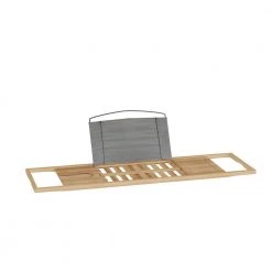 Lavish Home Bamboo Bath Caddy Tray with Extending Sides
