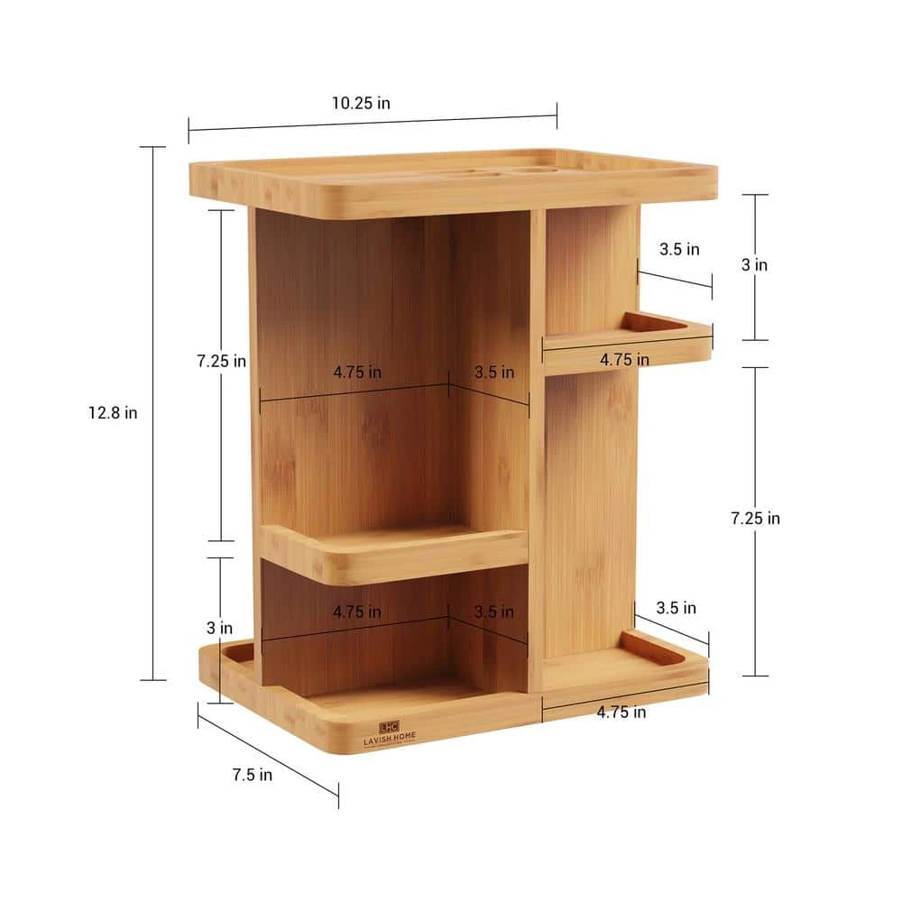 Lavish Home Rotating Bamboo Cosmetic Vanity Organizer 4 Lavish Home Rotating Bamboo Cosmetic Vanity Organizer - Image 4