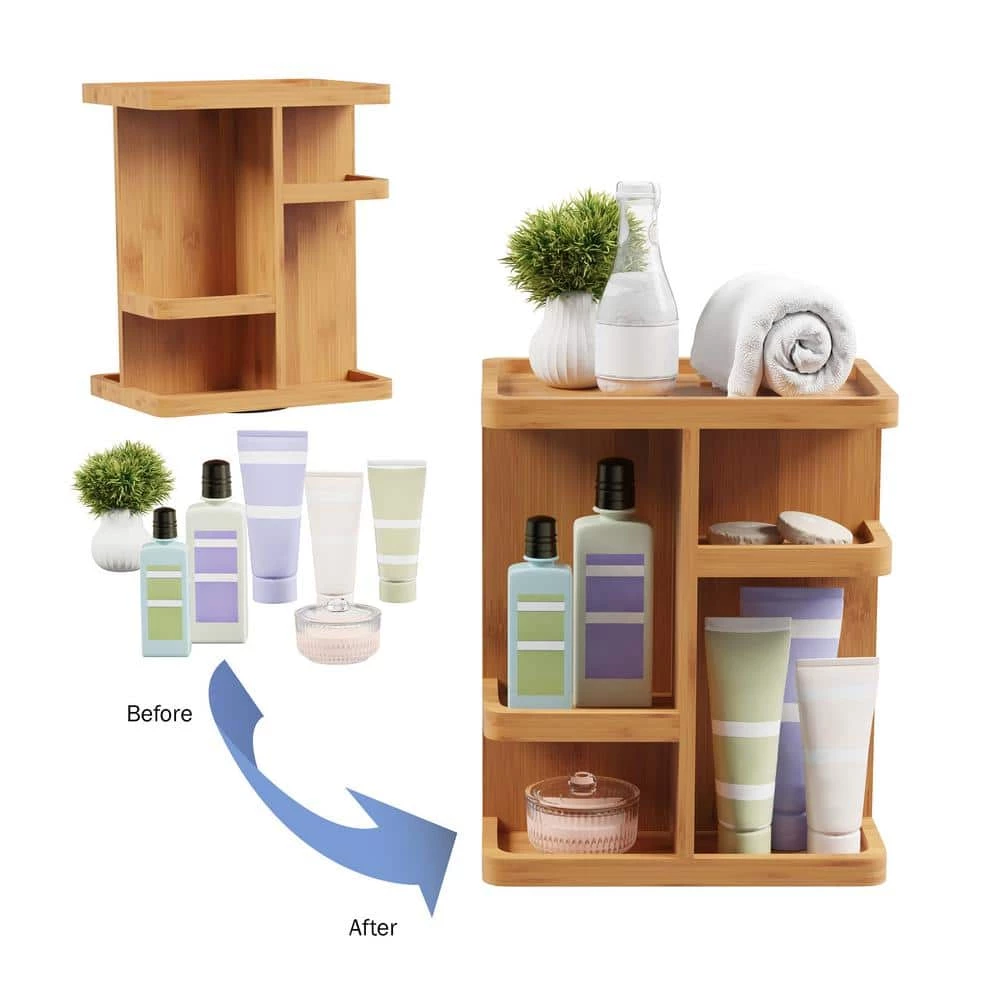 Lavish Home Rotating Bamboo Cosmetic Vanity Organizer 2 Lavish Home Rotating Bamboo Cosmetic Vanity Organizer - Image 2