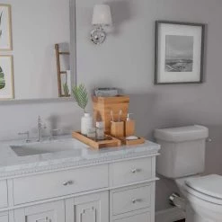 Lavish Home 5-Piece Bamboo Bathroom and Vanity Set in Natural -Bathroom Accessories Sales bamboo lavish home makeup organizers hw2400005 44 1000