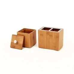 Seville Classics 5-Piece Bathroom Accessory Set with Wastebasket, Pump Dispenser, Toothbrush, Cotton Swab, and Towel Holder in Bamboo -Bathroom Accessories Sales bamboo seville classics bathroom accessory sets bmb17136 1f 1000