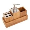 Honey-Can-Do 4-Piece Bathroom Set with Toothbrush Holder, Soap Dispenser, Cup, and Tray in Bamboo