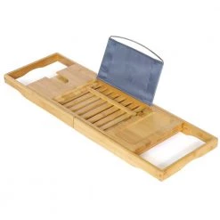 TOILETTREE Bamboo Bathtub Caddy with Extending Sides and Adjustable Book Holder -Bathroom Accessories Sales bamboo toilettree bathroom trays ttp btc 1 4f 1000