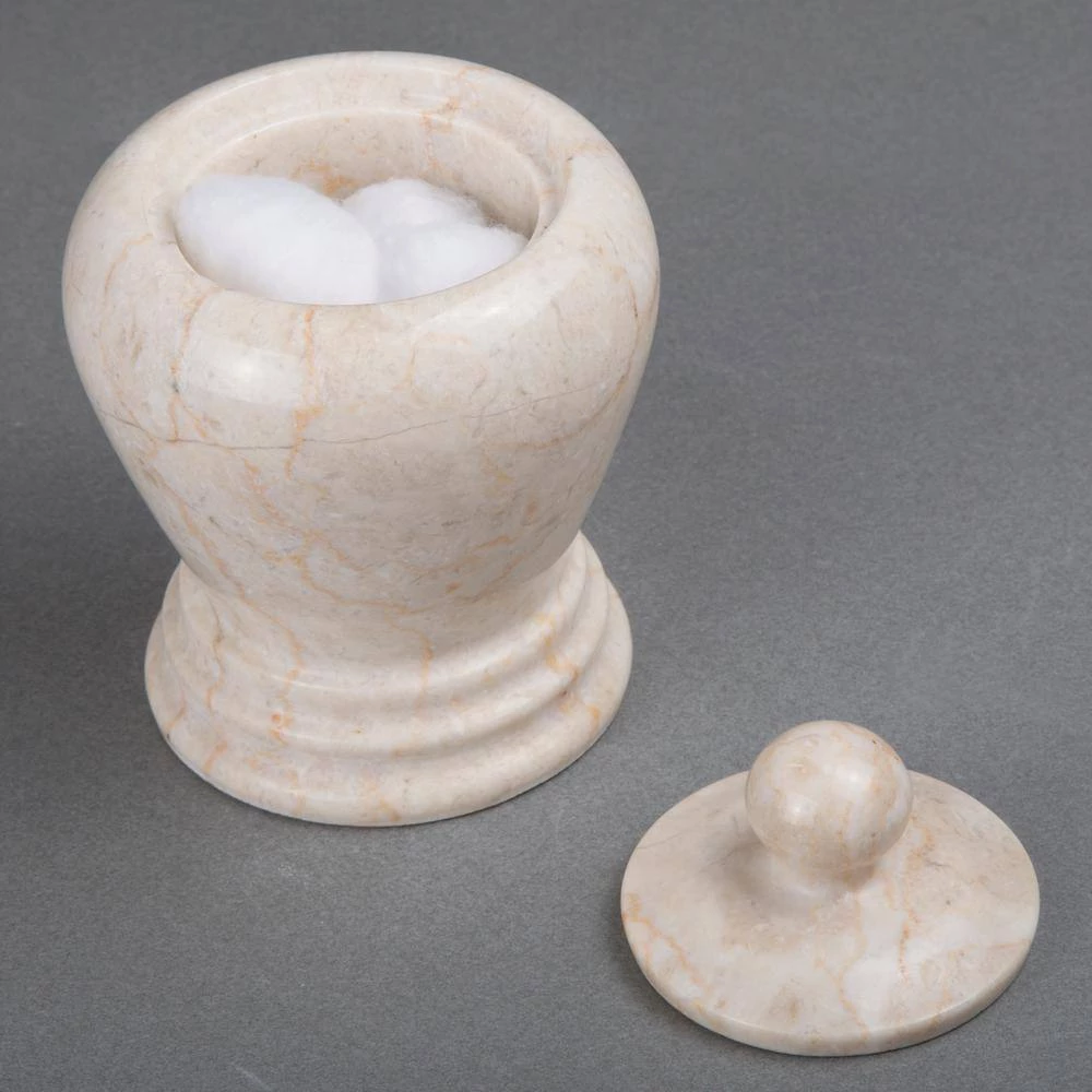 Creative Home Natural Champagne Marble Aladdin Collection Cotton Ball Holder, Swab Q-Tip Holder, Bathroom Storage Jar Canister 4 Creative Home Natural Champagne Marble Aladdin Collection Cotton Ball Holder, Swab Q-Tip Holder, Bathroom Storage Jar Canister - Image 4
