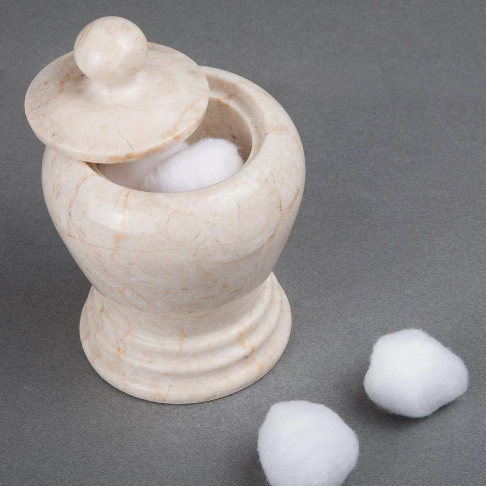 Creative Home Natural Champagne Marble Aladdin Collection Cotton Ball Holder, Swab Q-Tip Holder, Bathroom Storage Jar Canister 5 Creative Home Natural Champagne Marble Aladdin Collection Cotton Ball Holder, Swab Q-Tip Holder, Bathroom Storage Jar Canister - Image 5