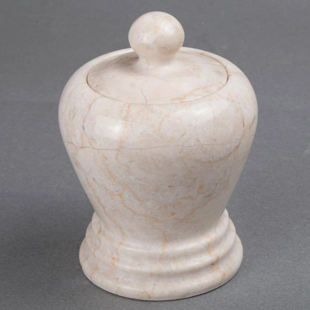 Creative Home Natural Champagne Marble Aladdin Collection Cotton Ball Holder, Swab Q-Tip Holder, Bathroom Storage Jar Canister 3 Creative Home Natural Champagne Marble Aladdin Collection Cotton Ball Holder, Swab Q-Tip Holder, Bathroom Storage Jar Canister - Image 3