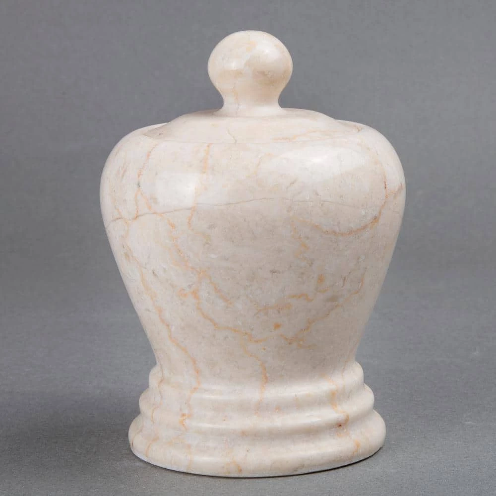 Creative Home Natural Champagne Marble Aladdin Collection Cotton Ball Holder, Swab Q-Tip Holder, Bathroom Storage Jar Canister 2 Creative Home Natural Champagne Marble Aladdin Collection Cotton Ball Holder, Swab Q-Tip Holder, Bathroom Storage Jar Canister - Image 2