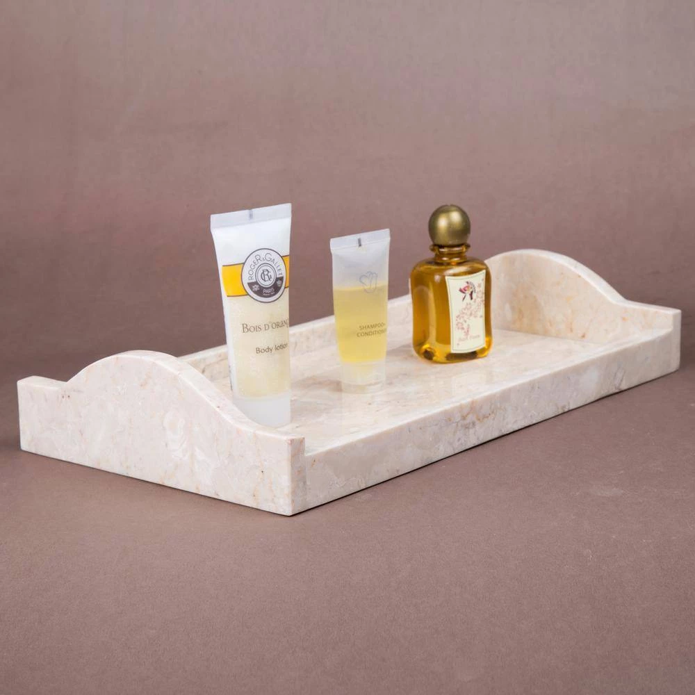 Creative Home Natural Champagne Marble Arch 7.4 in. x 12.6 in. x 2.6 in. Tray Vanity Towel Tray Bathroom Accessory Organizer in Beige 4 Creative Home Natural Champagne Marble Arch 7.4 in. x 12.6 in. x 2.6 in. Tray Vanity Towel Tray Bathroom Accessory Organizer in Beige - Image 4