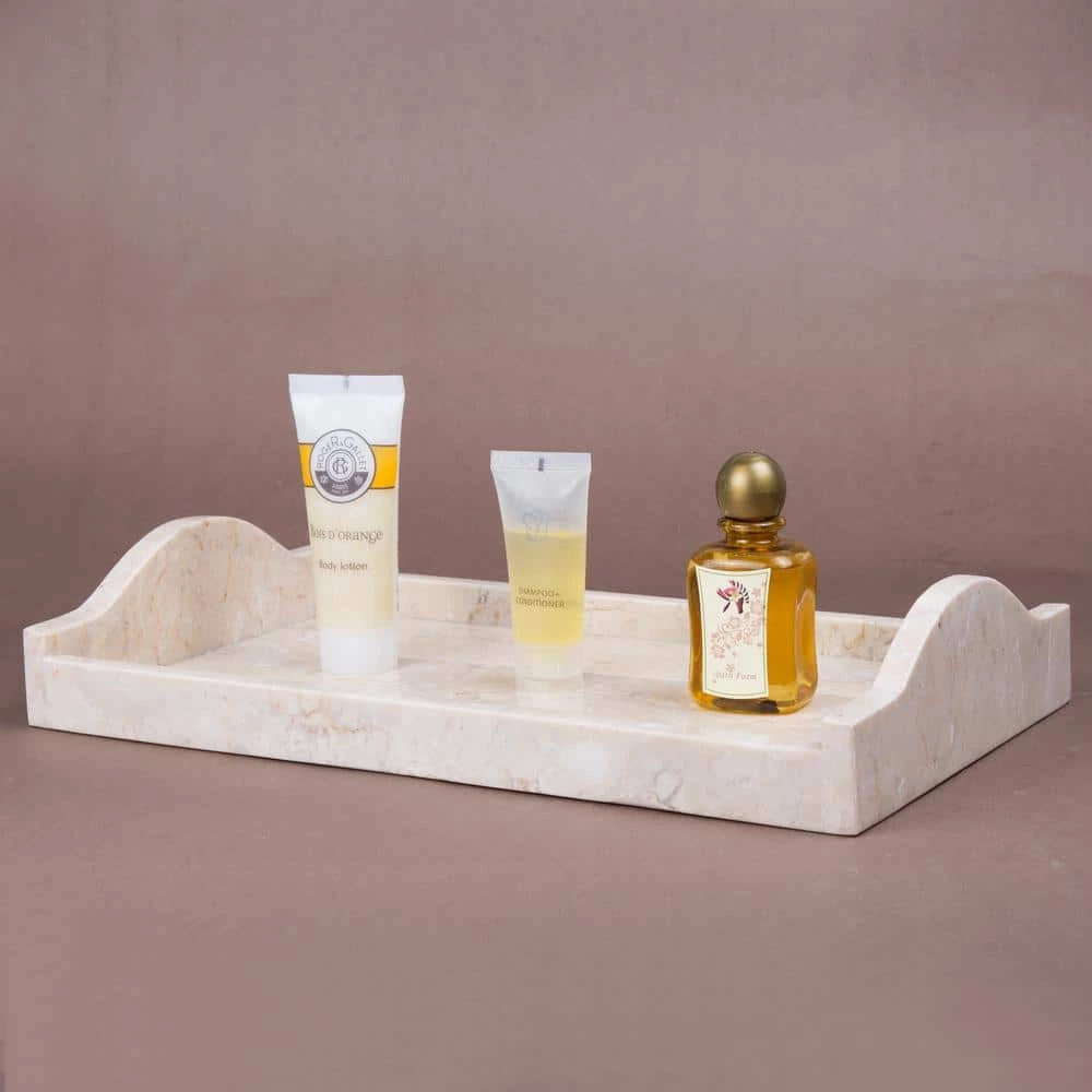 Creative Home Natural Champagne Marble Arch 7.4 in. x 12.6 in. x 2.6 in. Tray Vanity Towel Tray Bathroom Accessory Organizer in Beige 6 Creative Home Natural Champagne Marble Arch 7.4 in. x 12.6 in. x 2.6 in. Tray Vanity Towel Tray Bathroom Accessory Organizer in Beige - Image 6