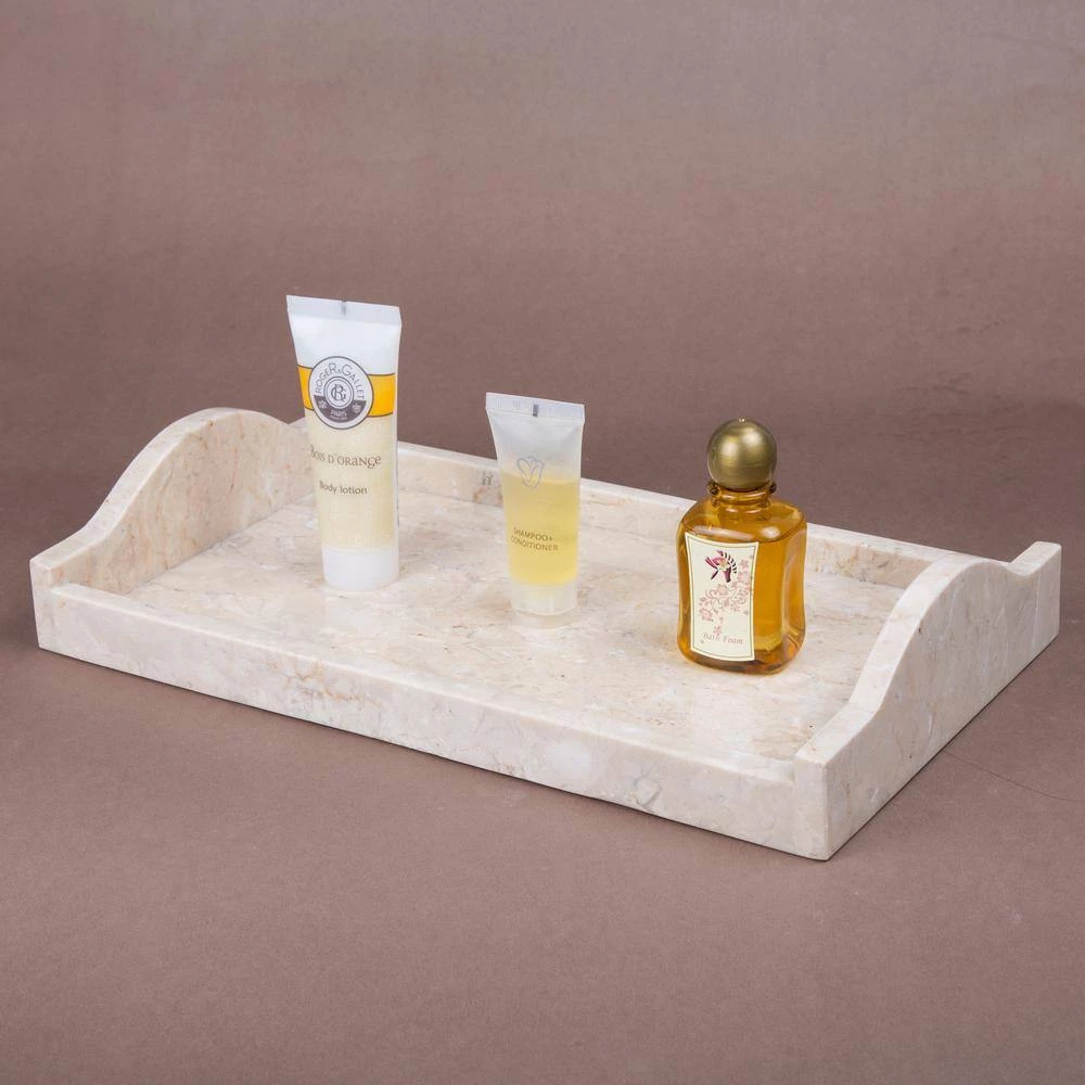 Creative Home Natural Champagne Marble Arch 7.4 in. x 12.6 in. x 2.6 in. Tray Vanity Towel Tray Bathroom Accessory Organizer in Beige 5 Creative Home Natural Champagne Marble Arch 7.4 in. x 12.6 in. x 2.6 in. Tray Vanity Towel Tray Bathroom Accessory Organizer in Beige - Image 5