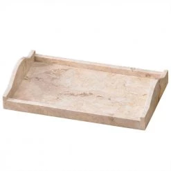 Creative Home Natural Champagne Marble Arch 7.4 in. x 12.6 in. x 2.6 in. Tray Vanity Towel Tray Bathroom Accessory Organizer in Beige