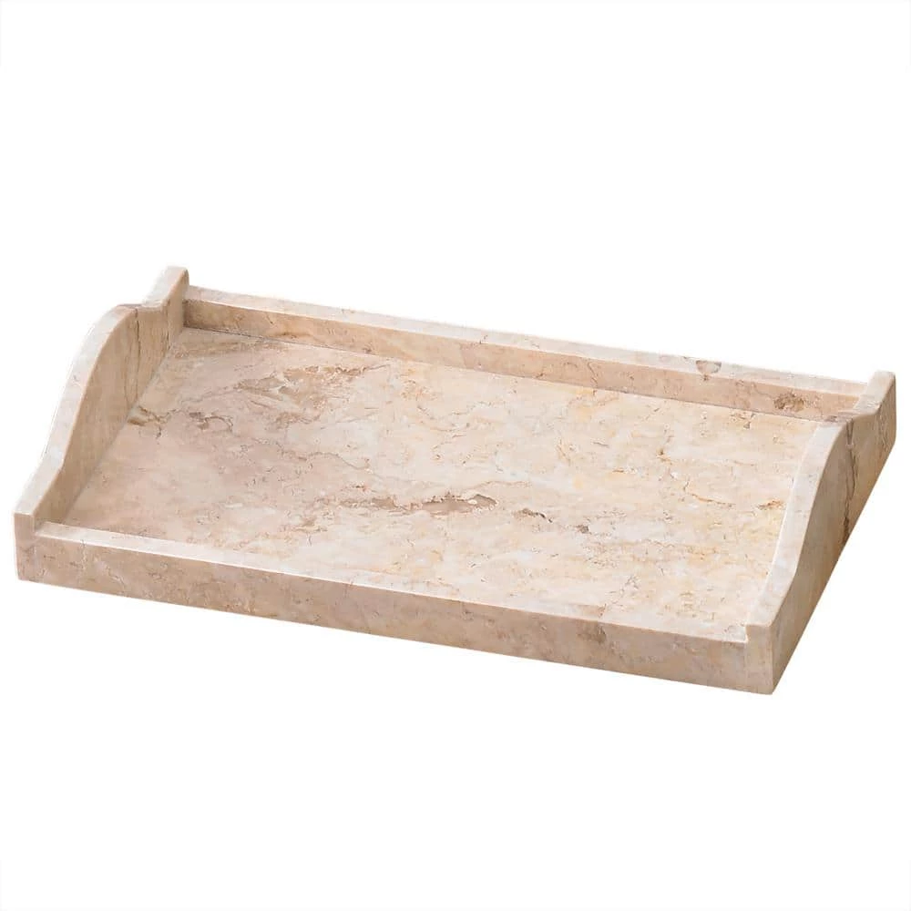Creative Home Natural Champagne Marble Arch 7.4 in. x 12.6 in. x 2.6 in. Tray Vanity Towel Tray Bathroom Accessory Organizer in Beige 1 Creative Home Natural Champagne Marble Arch 7.4 in. x 12.6 in. x 2.6 in. Tray Vanity Towel Tray Bathroom Accessory Organizer in Beige