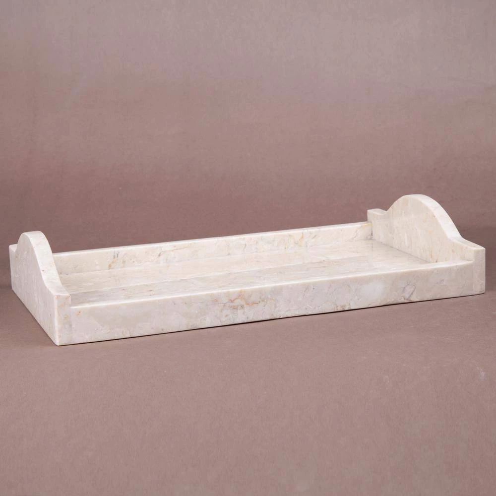 Creative Home Natural Champagne Marble Arch 7.4 in. x 12.6 in. x 2.6 in. Tray Vanity Towel Tray Bathroom Accessory Organizer in Beige 2 Creative Home Natural Champagne Marble Arch 7.4 in. x 12.6 in. x 2.6 in. Tray Vanity Towel Tray Bathroom Accessory Organizer in Beige - Image 2