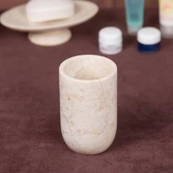 Creative Home Natural Champagne Marble Bullet Collection Tumbler, Toothbrush, Makeup Brush Holder in Beige Color -Bathroom Accessories Sales beige creative home toothbrush holders 74294 1f 1000