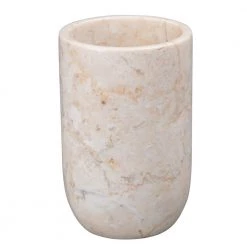 Creative Home Natural Champagne Marble Bullet Collection Tumbler, Toothbrush, Makeup Brush Holder in Beige Color