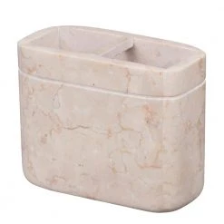 Creative Home Natural Champagne Marble Stone Toothbrush Holder, Tumbler, Makeup Brush Organizer for Bathroom Countertop
