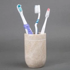 Creative Home Natural Champagne Marble Tumbler, Toothbrush Holder, Makeup Brush Organizer -Bathroom Accessories Sales beige creative home toothbrush holders 74731 1f 1000