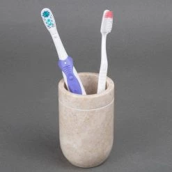 Creative Home Natural Champagne Marble Tumbler, Toothbrush Holder, Makeup Brush Organizer -Bathroom Accessories Sales beige creative home toothbrush holders 74731 4f 1000