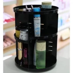 Basicwise 9 in. x 12 in. Rotating Cosmetic Storage Tower Makeup Organizer 6 Basicwise 9 in. x 12 in. Rotating Cosmetic Storage Tower Makeup Organizer -Bathroom Accessories Sales black basicwise makeup organizers qi003297 4f 1000