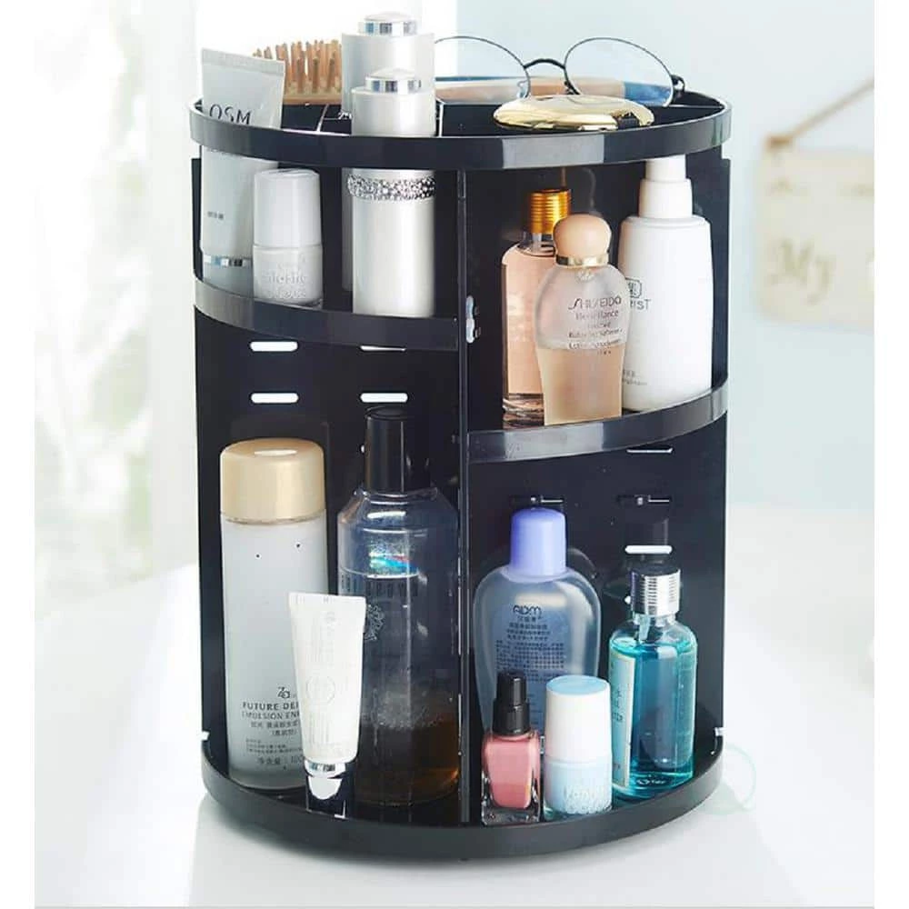 Basicwise 9 in. x 12 in. Rotating Cosmetic Storage Tower Makeup Organizer 1 Basicwise 9 in. x 12 in. Rotating Cosmetic Storage Tower Makeup Organizer