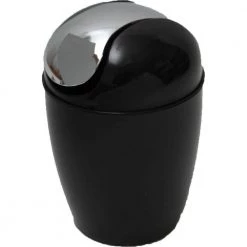 Unbranded 0.5 l/0.3 Gal. Mini Waste Basket for Bath or Kitchen Countertop with Chrome Lid in Black