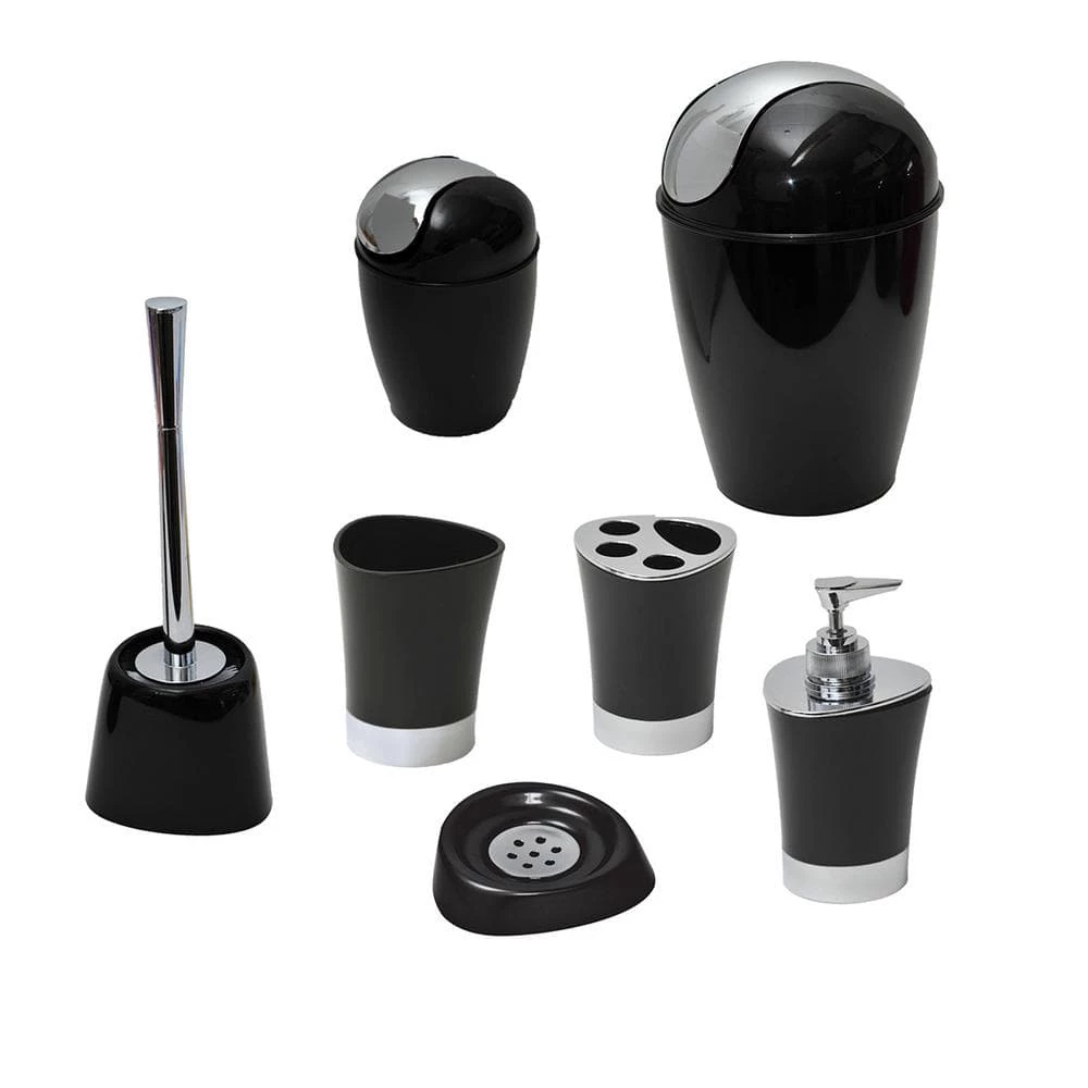 Unbranded 0.5 l/0.3 Gal. Mini Waste Basket for Bath or Kitchen Countertop with Chrome Lid in Black 2 Unbranded 0.5 l/0.3 Gal. Mini Waste Basket for Bath or Kitchen Countertop with Chrome Lid in Black - Image 2