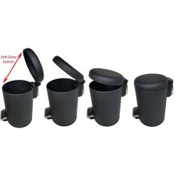 Unbranded 3 l/ 0.8 Gal. Soft Close Small Round Metal Bath Floor Step Trash Can Waste Bin in Black -Bathroom Accessories Sales black bathroom trash cans 6543103 44 1000