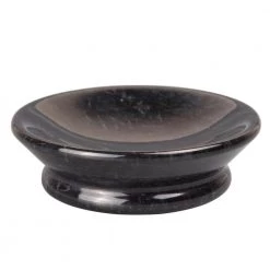 Creative Home Natural Black Marble 5.1 in. Diam. Round Soap Dish, Bar Soap Tray Holder for Bathroom Countertop, Kitchen Sink