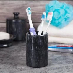 Creative Home Natural Marble SPA Collection Tumbler Toothbrush Holder Makeup Brush Organizer for Bathroom or Kitchen Countertop, Black 10 Creative Home Natural Marble SPA Collection Tumbler Toothbrush Holder Makeup Brush Organizer for Bathroom or Kitchen Countertop, Black -Bathroom Accessories Sales black creative home toothbrush holders 32445 1f 1000
