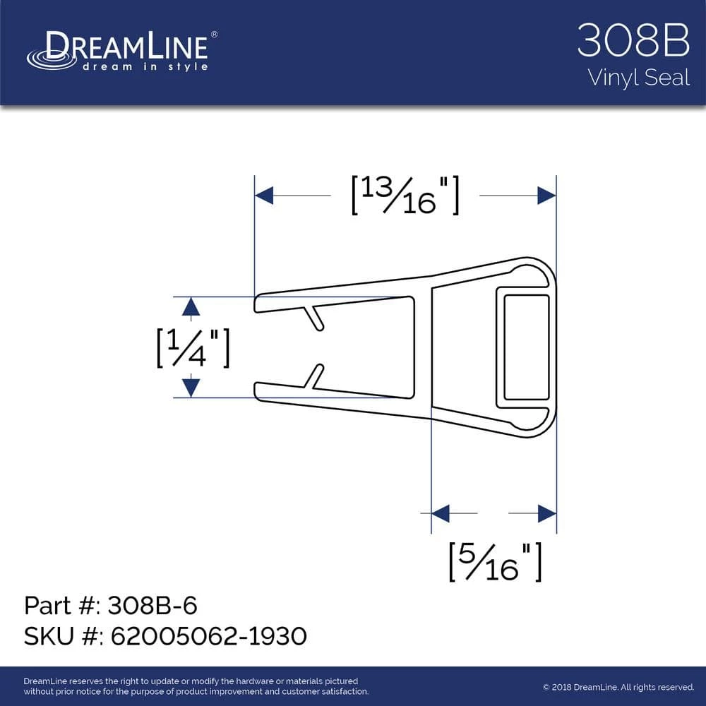 DreamLine 76 in. L Black Magnetic Strike Vinyl for 1/4 in. Glass Shower Door 3 DreamLine 76 in. L Black Magnetic Strike Vinyl for 1/4 in. Glass Shower Door - Image 3