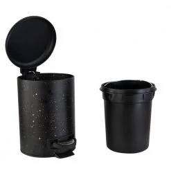 Elle Decor Speckled Design 3 l Step Bin with Lid Trash Can in Black -Bathroom Accessories Sales black elle decor bathroom trash cans el 44160 black 1f 1000