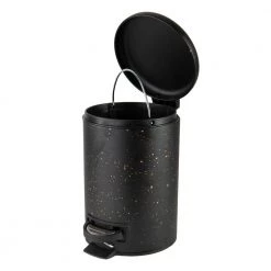 Elle Decor Speckled Design 3 l Step Bin with Lid Trash Can in Black -Bathroom Accessories Sales black elle decor bathroom trash cans el 44160 black 4f 1000