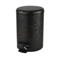 Elle Decor Speckled Design 3 l Step Bin with Lid Trash Can in Black
