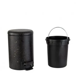 Elle Decor Speckled Design 3 l Step Bin with Lid Trash Can in Black -Bathroom Accessories Sales black elle decor bathroom trash cans el 44160 black fa 1000