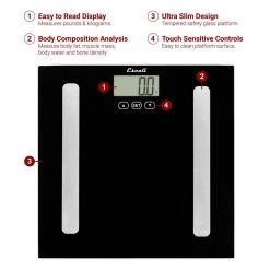 Escali Body Analyzing Digital Bathroom Scale -Bathroom Accessories Sales black escali bathroom scales bf180 1f 1000