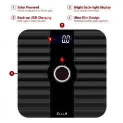 Escali Solar USB Bathroom Scale -Bathroom Accessories Sales black escali bathroom scales slr200 44 1000
