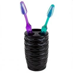 Home Basics Curves 4-Piece Bath Accessory Set in Black -Bathroom Accessories Sales black home basics bathroom accessory sets ba41927 1f 1000