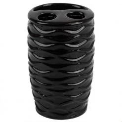 Home Basics Curves 4-Piece Bath Accessory Set in Black -Bathroom Accessories Sales black home basics bathroom accessory sets ba41927 66 1000