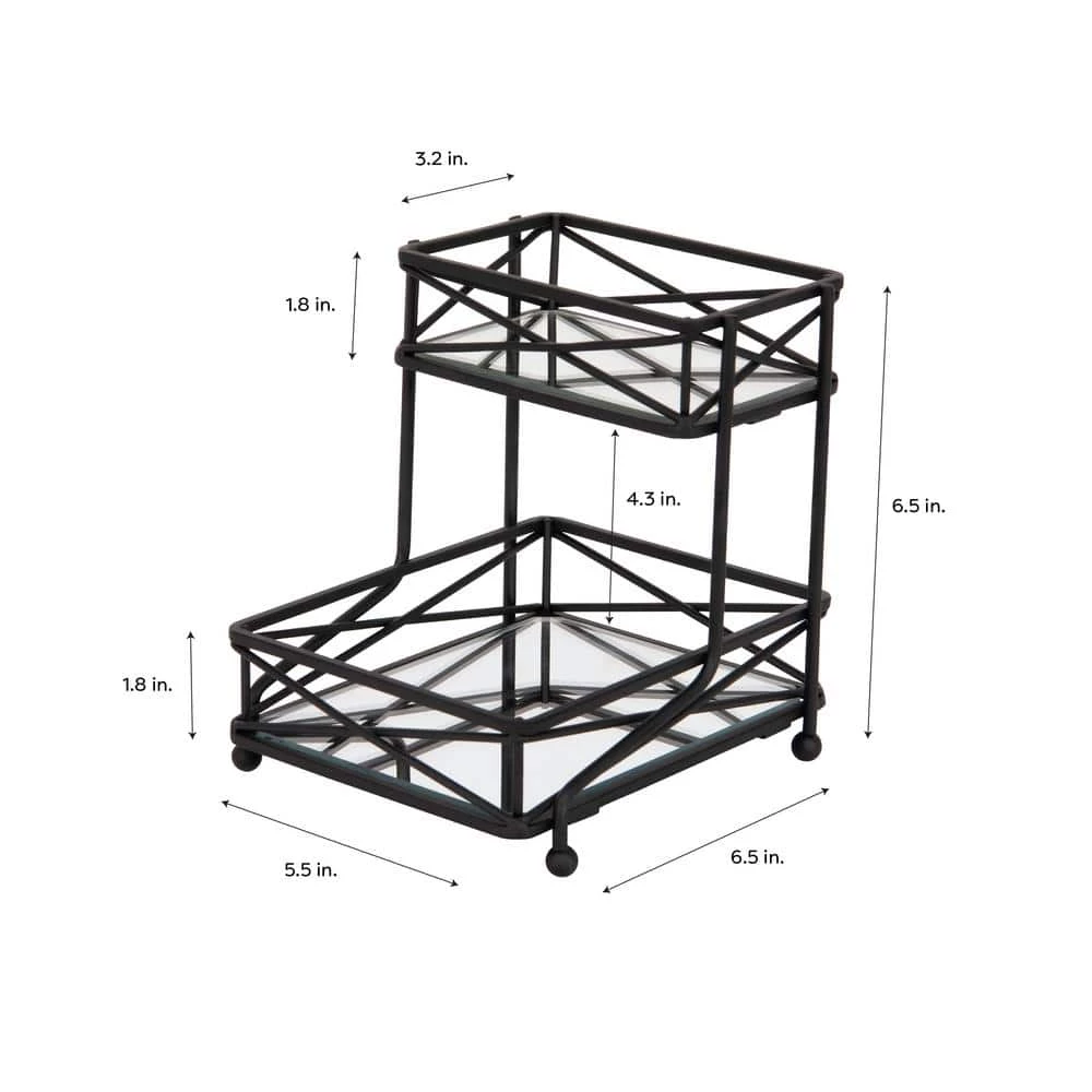 Home Details 2-Tier Sleek Vanity Tower in Matte Black 4 Home Details 2-Tier Sleek Vanity Tower in Matte Black - Image 4