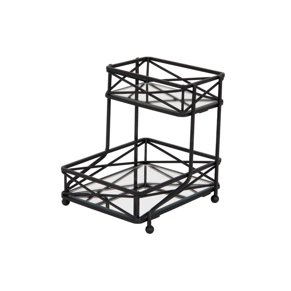 Home Details 2-Tier Sleek Vanity Tower in Matte Black 1 Home Details 2-Tier Sleek Vanity Tower in Matte Black