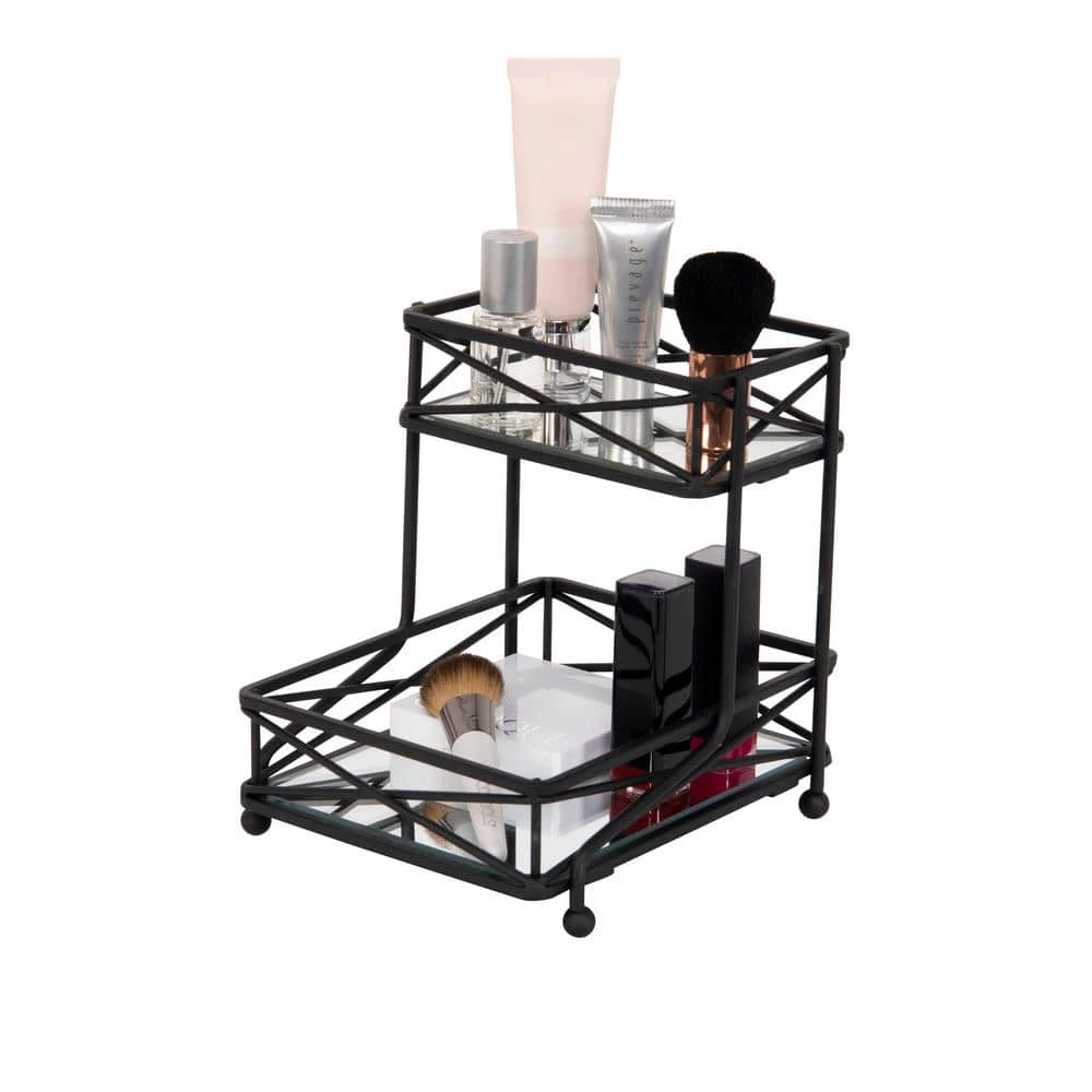 Home Details 2-Tier Sleek Vanity Tower in Matte Black 2 Home Details 2-Tier Sleek Vanity Tower in Matte Black - Image 2