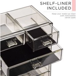 Sorbus Freestanding 6-Drawer 6.25 in. x 14.25 in. 1-Cube Acrylic Cosmetic Organizer in Black -Bathroom Accessories Sales black jewel sorbus makeup organizers mup set 42blk fa 1000