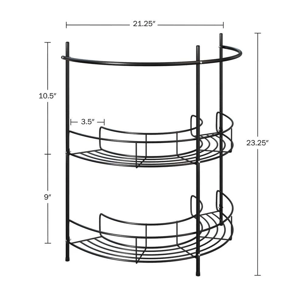 Lavish Home Pedestal Under Sink 2 Shelves Bathroom Organizer in Black 5 Lavish Home Pedestal Under Sink 2 Shelves Bathroom Organizer in Black - Image 5