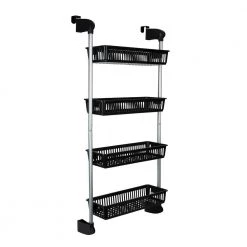 OIA 4-Basket Over the Door Storage Organizer Basket Hook in Black -Bathroom Accessories Sales black oia makeup organizers nh 17714w 1 44 1000