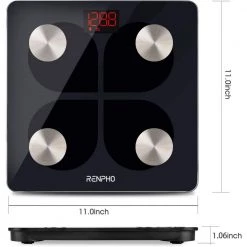 RENPHO Bluetooth Smart Body Scale with 13 metrics USB rechargeable, Black -Bathroom Accessories Sales black renpho bathroom scales pus es 28ml bk c3 1000