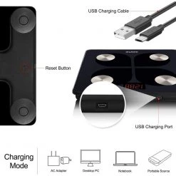 RENPHO Bluetooth Smart Body Scale with 13 metrics USB rechargeable, Black -Bathroom Accessories Sales black renpho bathroom scales pus es 28ml bk fa 1000