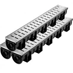 VEVOR Trench Drain Grate 39 in. L x 5.8 in. W x 5.2 in. D Drainage Trench with Metal Grate and End Cap Channel Drain 3 Pack