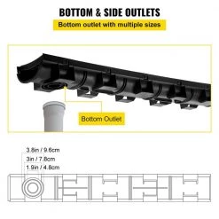 VEVOR Trench Drain System 39 in. L x 5.8 in. W x 3.1 in. D Drainage Trench with Plastic Grate and End Cap Channel Drain 4 Pack -Bathroom Accessories Sales black vevor bathtub accessories pslgm100454iurgnxv0 44 1000