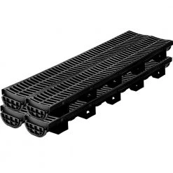 VEVOR Trench Drain System 39 in. L x 5.8 in. W x 3.1 in. D Drainage Trench with Plastic Grate and End Cap Channel Drain 4 Pack